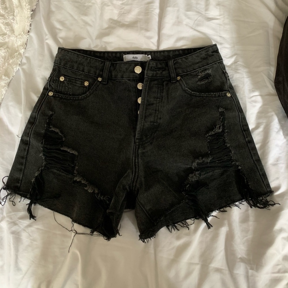 Adika ripped black denim shorts